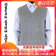 Áo vest nam cổ chữ V mùa thu và mùa đông mới không tay vest đan áo vest trung niên len mỏng