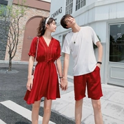 Mùa hè tình yêu chính không phải là đôi uyên ương 2019 mới Han Fan khí chất v-cổ đỏ nữ phù hợp với nam - Vài đồ bơi