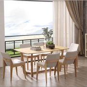 Bàn ăn nhỏ hiện đại căn hộ kết hợp bàn ăn và ghế ăn tro Bắc Âu Bàn ghế kinh tế nội thất hình chữ nhật Bàn ăn gỗ rắn - Bộ đồ nội thất