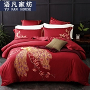 Đám cưới mới của Trung Quốc bốn bộ 60 bộ đồ giường thêu bông - Bộ đồ giường bốn mảnh