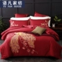 Đám cưới mới của Trung Quốc bốn bộ 60 bộ đồ giường thêu bông - Bộ đồ giường bốn mảnh chăn ra gối nệm cao cấp