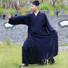 Лён 竺云夏季道服麻纱道袍棉麻练功服太极袍道士服装长褂男中国风武当