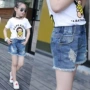 Cô gái denim quần short lỗ hè 5 cô gái 6 thời trang 8 quần áo trẻ em 9 trẻ em lớn 10 phiên bản Hàn Quốc 12 tuổi mỏng phần nóng quần - Quần jean shop quần áo trẻ em gần đây