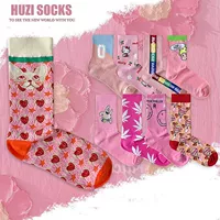 Tide, хлопковые тонкие красные розовые милые японские носки, средней длины
