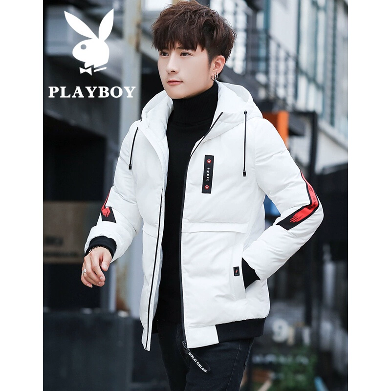 Playboy (PLAYBOY) cotton nam mới mùa đông thương hiệu thanh niên thủy triều trùm đầu xuống bông pad giải trí - Quần áo độn bông thể thao