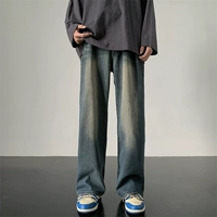 Ретро летние джинсы, штаны, в американском стиле, 2024 года, тренд сезона, свободный прямой крой