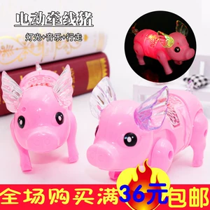 Douyin той же игрушка электрическая веревка маленькая свинья творческая сияющая музыка детская сеть красная ночная рынок партия игрушек