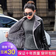 Mùa thu đông 2019 nữ mới Áo khoác da dày da Hàn Quốc Mỏng mỏng lông ngắn một da - Quần áo da