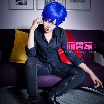 taobao agent Mengxiangjia Vocaloid V Home-KAITO Beginning Dragon Cry Dark Blue Reversed COS Short Wig