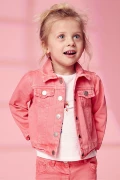 Anh nhập khẩu quần áo trẻ em tiếp theo chính thức đặt hàng nữ thời trang trẻ em dễ thương màu hồng tươi sáng áo khoác denim 19 mới - Áo khoác