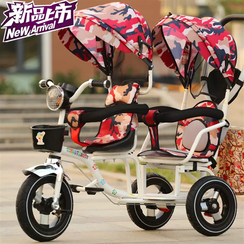 Trẻ em ba bánh xe đôi xe đẩy đôi xe đạp em bé nhẹ e xe đẩy trẻ em xe đẩy - Con lăn trượt patinet / trẻ em