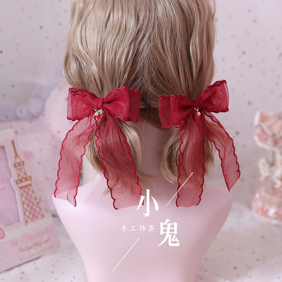 taobao agent Japanese hairpins with bow, strawberry, hairgrip, ponytail, handmade, Lolita style