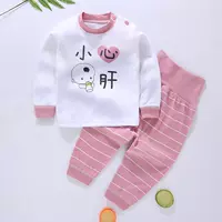 Mùa xuân và mùa thu mới trẻ em quần áo mùa thu quần dài nam và nữ khóa vai đặt quần cotton dài tay quần màu cotton hai mảnh - Quần áo lót bộ đồ ngủ trẻ em cao cấp