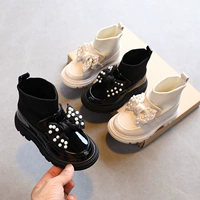 Обувь с бантиком, детские сапоги для отдыха для кожаной обуви, коллекция 2021, осенняя, тренд сезона, зеркальный эффект