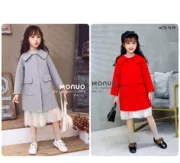 Mono monuo thương hiệu quần áo trẻ em 2019 mùa đông cô gái mới màu áo liền thân áo khoác cashmere hai mặt - Áo khoác