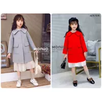 Mono monuo thương hiệu quần áo trẻ em 2019 mùa đông cô gái mới màu áo liền thân áo khoác cashmere hai mặt - Áo khoác áo lông cho bé