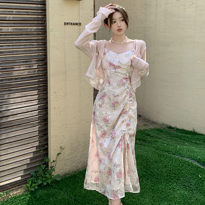 taobao agent Sexy summer slip dress, set, plus size, for pear shaped body, fitted