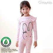 Quần áo trẻ em Hàn Quốc mua đồ lót mùa thu 2019 cho bé gái bộ đồ ngủ thỏ bông Quần áo mùa thu hai mảnh - Quần áo lót