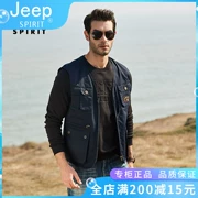 Xe jeep jeep mùa xuân và mùa hè vest ngoài trời trung niên và già bông nhiều túi vest vest nam trung niên - Dệt kim Vest