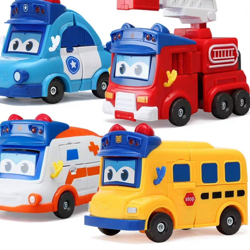Xe buýt học sinh đa dạng, robot biến dạng Goethe, xe buýt trường học sáu trong một, xe cảnh sát, xe cứu hỏa, cậu bé và trẻ em - Đồ chơi robot / Transformer / Puppet cho trẻ em