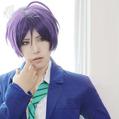 taobao agent Small hair el lovelive! Dongjohisya's male version of anti -pulled purple short hair cos wigs