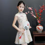 Phiên bản sửa đổi mùa hè của trẻ em phong cách Trung Quốc 3 tuổi 4 váy sườn xám 5 bé gái 6 váy 7 bé gái 8 váy hè 10 váy - Váy