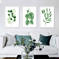 DIY Цифровая масляная живопись Современные простые северные зеленые растения фоновые ручные