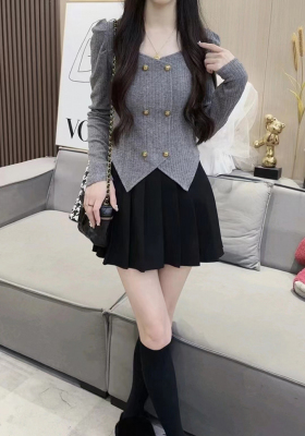 taobao agent Knitted demi-season long-sleeve, top, plus size, Chanel style, 2023 collection, fitted
