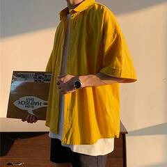 Summer original night style shirt men's trend Korean Hong Kong Style versatile short sleeve casual half sleeve top five sleeve shirt