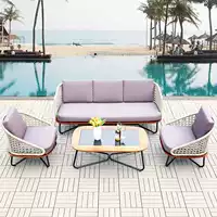 之 藤 Ghế sofa mây ngoài trời YOUZHITENG ngoài trời ban công ngoài trời sofa mây 1 + 1 + 3 + - Nội thất siêu thị xe đẩy hàng 4 bánh