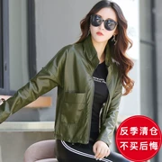 Mùa xuân và mùa thu mới 2019 Phụ nữ mới Áo khoác da nữ Áo khoác ngắn phiên bản Hàn Quốc của áo khoác da xe máy cỡ lớn lỏng lẻo - Quần áo da