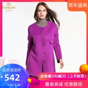 Áo khoác len mùa đông cho phụ nữ áo len mỏng tay dài bằng tay len ấm áp - Trung bình và dài Coat