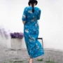 Một Yuan làm việc thiết kế ban đầu cũ ba chiều của phụ nữ ramie vua vịt con váy cải tiến váy sườn xám - Váy dài váy xẻ tà dáng dài