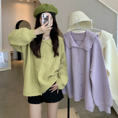taobao agent Autumn knitted sweater, long-sleeve, cardigan, jacket, plus size, french style, fitted