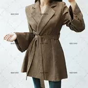 Áo len nữ mùa đông kèn tay áo eo mỏng cổ áo tweed cổ áo phù hợp với cổ áo phần dài - Trung bình và dài Coat