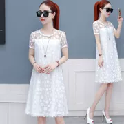 Đầm ren lụa nữ 2019 mới dài Hàn Quốc tính khí buông lơi cỡ lớn một chữ váy nữ - A-Line Váy