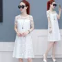 Đầm ren lụa nữ 2019 mới dài Hàn Quốc tính khí buông lơi cỡ lớn một chữ váy nữ - A-Line Váy đầm xòe trung niên