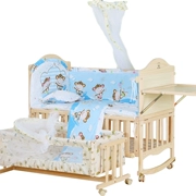 Nôi có lưới chống muỗi cho trẻ sơ sinh giường gỗ rắn thân thiện với môi trường - Giường trẻ em / giường em bé / Ghế ăn
