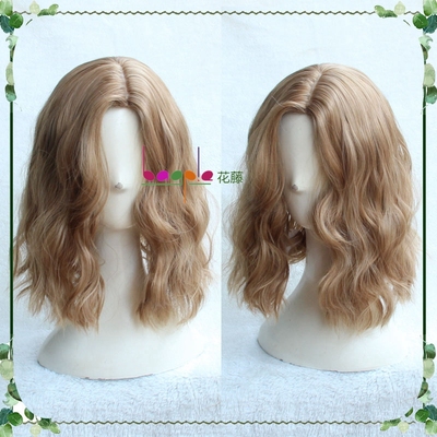 taobao agent Captain Captain Marvel partially divided into linen golden brown curly cosplay wigs