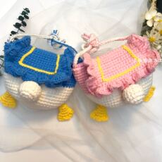 Шерстяная пряжа 米粒麻麻手工编织唐老鸭屁股包包自制diy材料包毛线可爱卡通斜挎