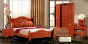 Bộ bàn ghế phòng ngủ gỗ sồi kết hợp giường đôi gỗ rắn bàn đầu giường gỗ sồi tủ quần áo gỗ sồi bàn trang điểm phân 2 - Bộ đồ nội thất