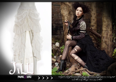 taobao agent Oo Jill oO Gothic Victoria Miona Banquet Bird Tail Lace Irregular Long Dress SP067 White