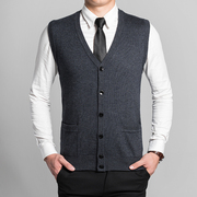 Trung niên và người đàn ông lớn tuổi của mùa xuân và mùa thu không tay áo len cổ chữ V len vest vest vai đan len vest cardigan vest triều