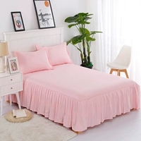 Phong cách Hàn Quốc 100% cotton giường váy đơn mảnh bông tinh khiết màu váy phong cách châu Âu lá sen ren đơn giản duy nhất đôi da váy giường đẹp	