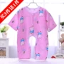 Trẻ sơ sinh trẻ em bông lụa jumpsuit dài tay áo 7 tay áo thoáng khí mát mẻ bé điều hòa không khí phù hợp với chàng trai và cô gái leo núi quần áo shop quan ao tre em dep