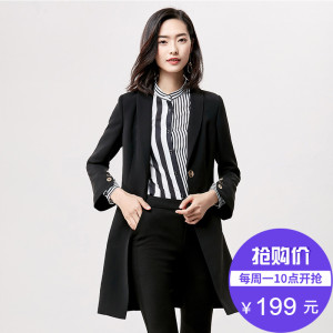 [New giá 199 nhân dân tệ] phù hợp với nút dài trang trí chic Hàn Quốc phiên bản của đơn giản giản dị đi lại blazer