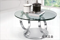 Thép không gỉ kim loại hiện đại Quảng Đông bàn cà phê tròn kính cường lực nội thất chức năng đồ nội thất một số loại thời trang đơn giản bàn uống nước giá rẻ