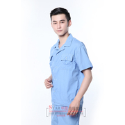 Rửa bông mùa hè overalls nửa tay áo ngắn tay áo người đàn ông và phụ nữ ăn mặc nhà máy quần áo làm việc quần áo siêu mỏng thoáng khí mùa hè dụng cụ thiết lập