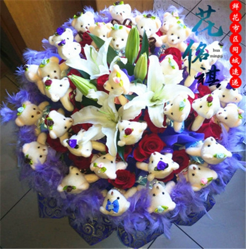 Cửa hàng hoa ở cùng thành phố dương Tuyền gửi hoa gấu bó hoa hoạt hình hộp quà bạn gái bạn gái sinh nhật giao hàng thành phố dương Tuyền - Hoa hoạt hình / Hoa sô cô la