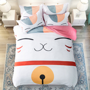 Mèo giáo viên có thể rửa bốn bộ sản phẩm giường mùa xuân Hàn Quốc ba hoặc bốn bộ khăn trải giường màu rắn quilt cover giường